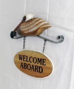 12"H Metal & Wood Pelican Welcome Aboard Wall Sign - Image 2