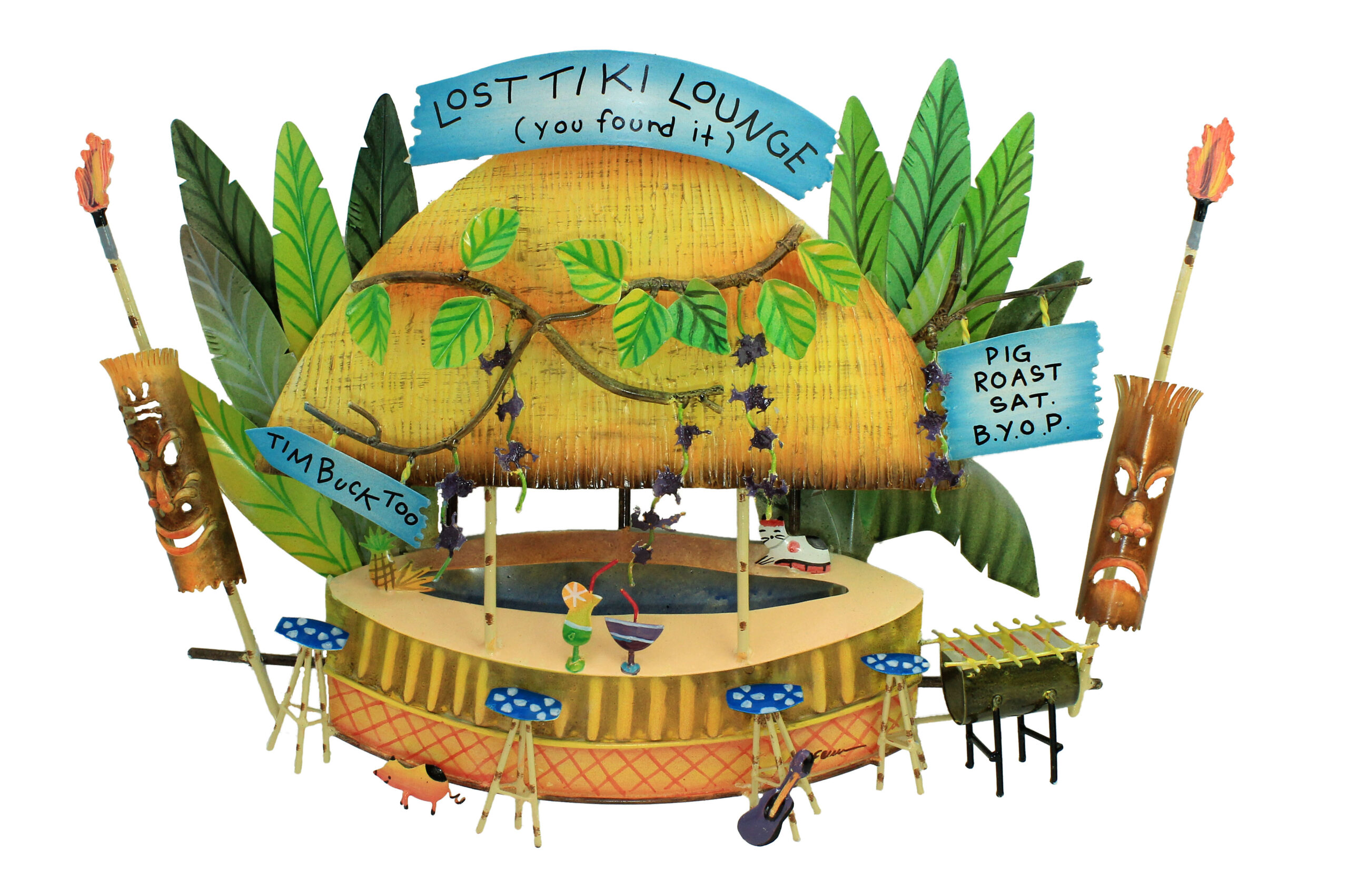 TI260_metal-lost-tiki-lounge-wall-art 13"L Metal Lost Tiki Lounge Wall Art