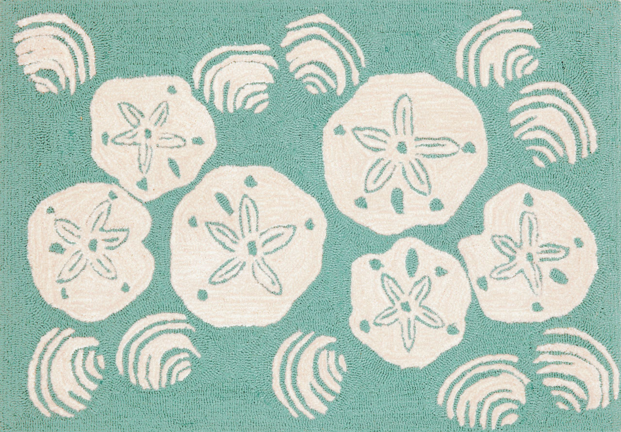 TO015-shell-toss-aqua-indoor-outdoor-rug Shell Toss Aqua 20"W x 30"L Indoor or Outdoor Rug - Image 1