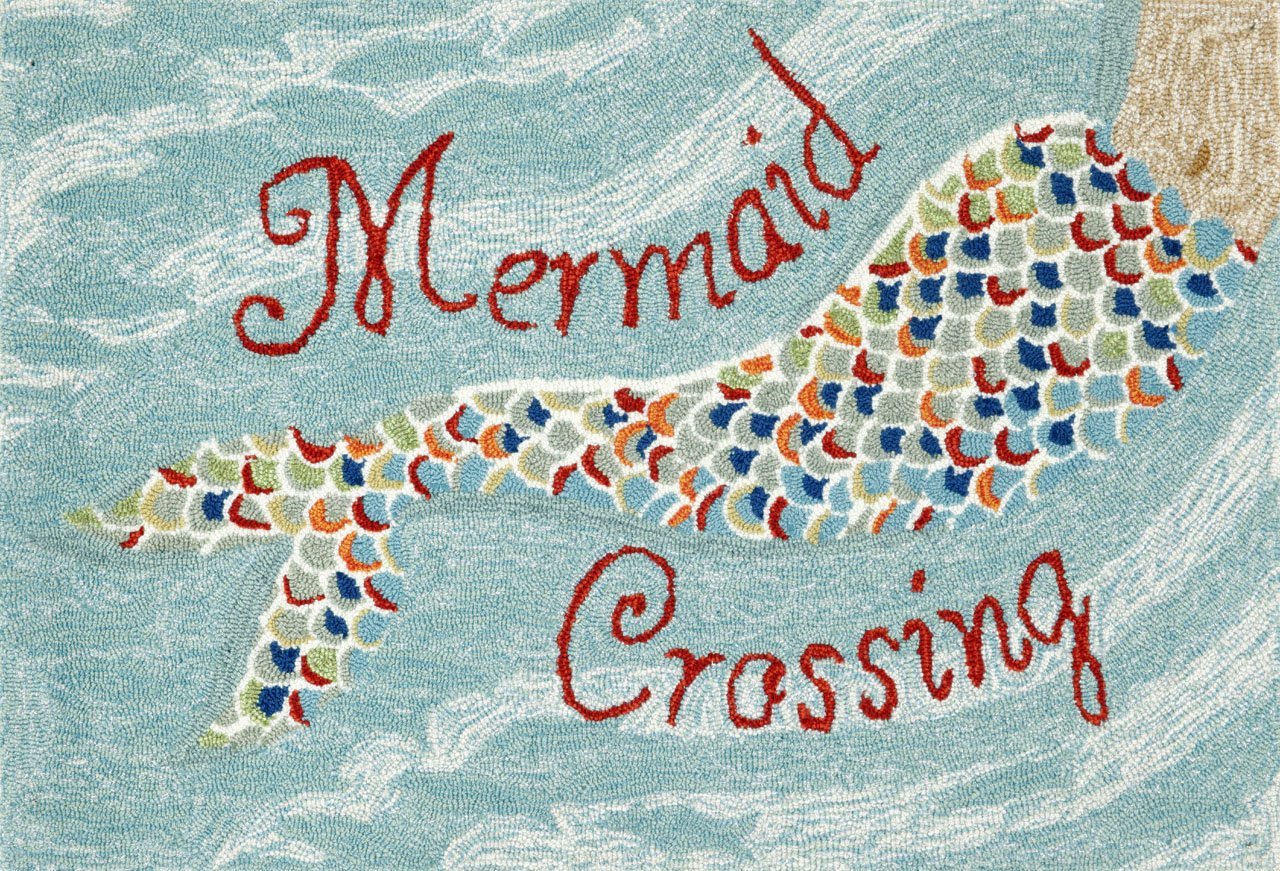 TO028-mermaid-crossing-water-indoor-outdoor-rug Mermaid Crossing Water 24" x 36" Indoor or Outdoor Rug - Image 1