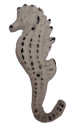 Seahorse Wall Hook Distressed Cream on Iron