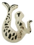 Mermaid Drawer Knob Right Facing Distressed Cream on Iron