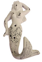 Mermaid Shaped Wall Hook Distressed Cream