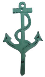Anchor Shaped Iron Wall Hook Distressed Green