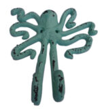 Octopus Shaped Iron Wall Hook Distressed Green