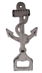 Anchor Shaped Wall Mount Bottle Opener Distress White Iron
