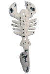 Lobster Shaped Iron Wall Hook Distressed White