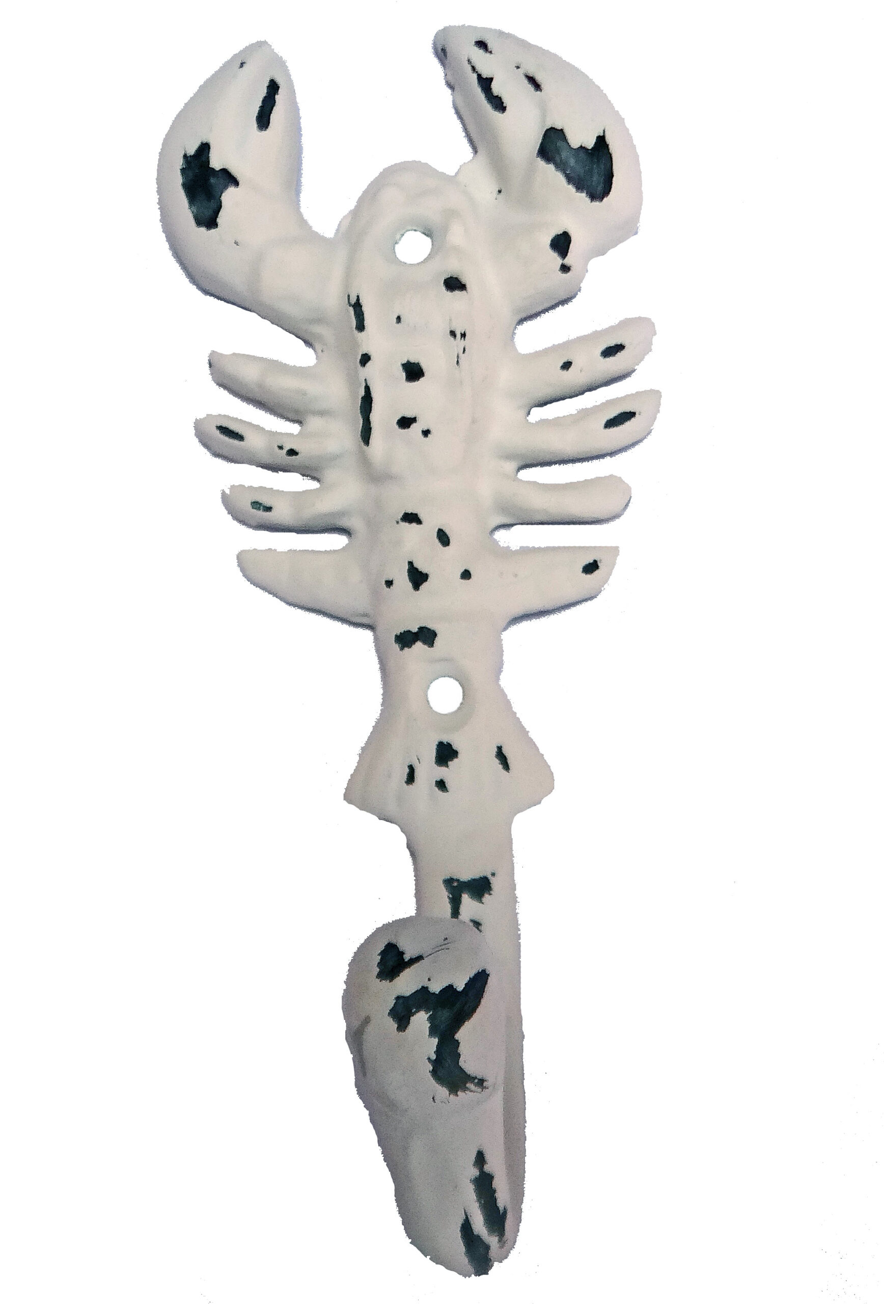 VE170DW Lobster Shaped Iron Wall Hook Distressed White - Image 1