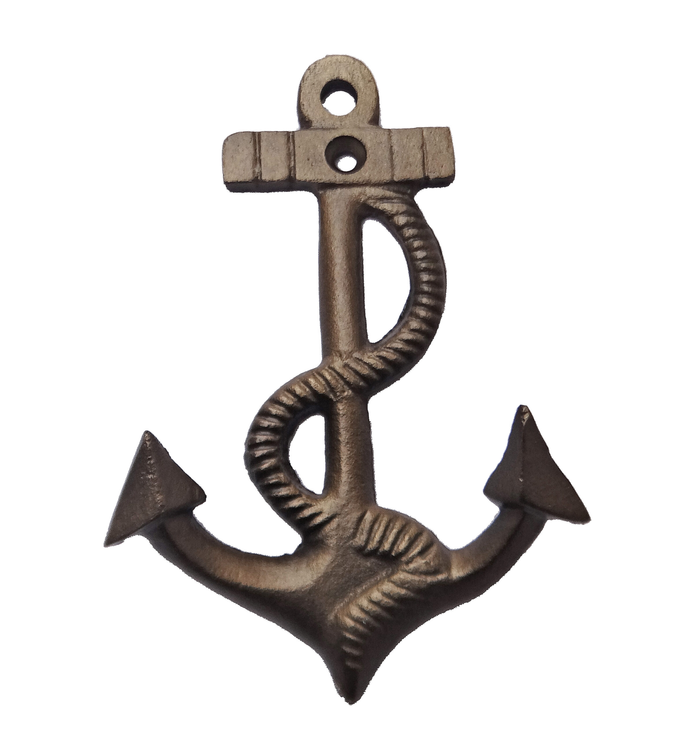 VE216AB Anchor Shaped Wall Hook Iron Antique Brass Finish - Image 1