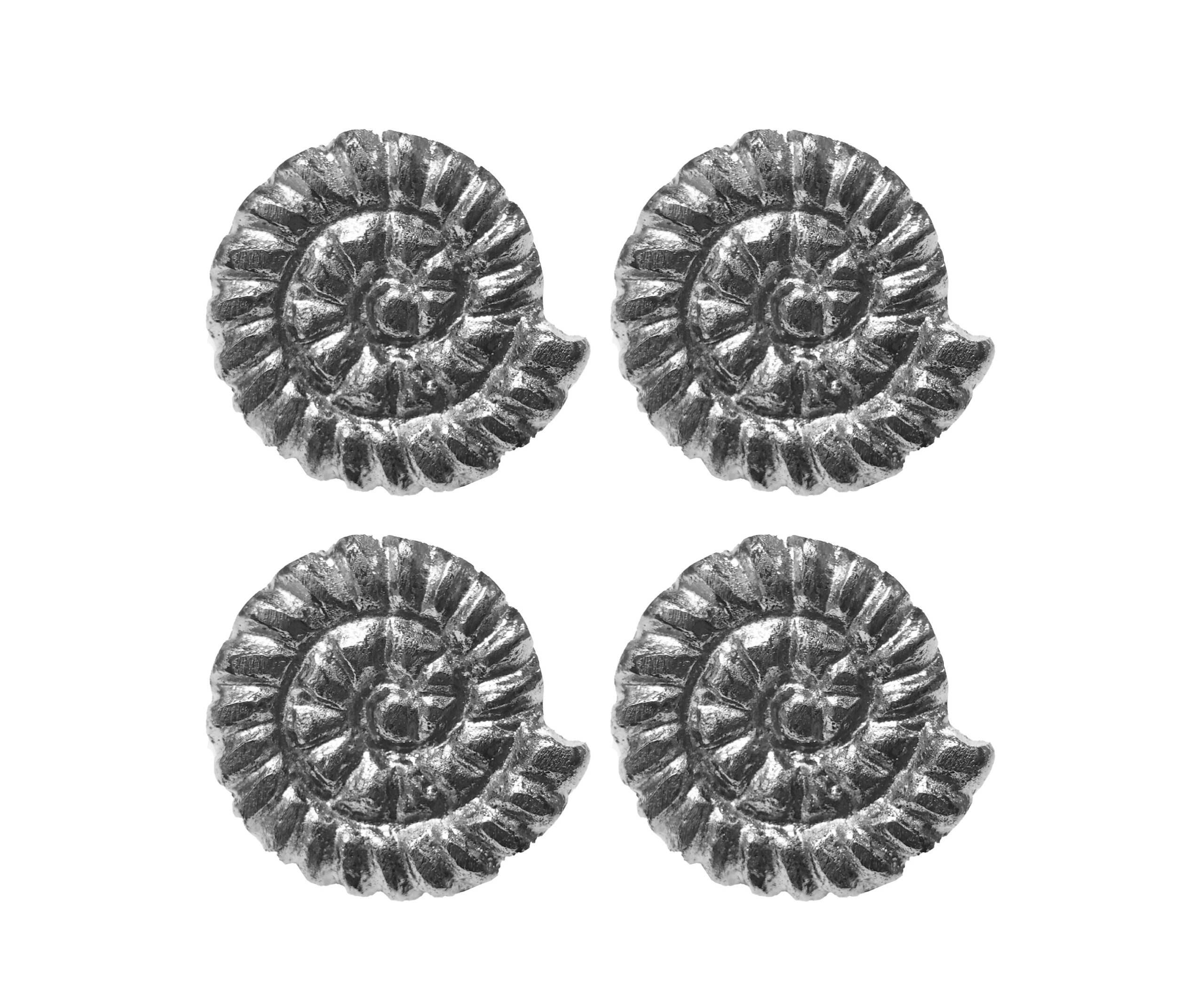 VE223-4 Nickel Finish, Iron Spiral Seashell Cabinet/Drawer Knob, Set of 4 - Image 1