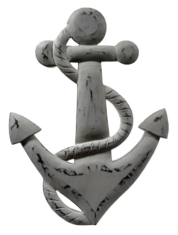 Anchor Solid Wood Hanging Wall Decor Distress White