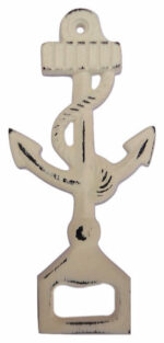 Anchor and Rope Iron Handheld Bottle Opener Distressed Cream