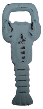Lobster Bottle Opener Handheld Iron with Distressed Blue Finish