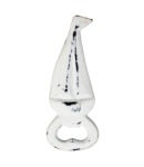 Sailboat Shaped Iron Handheld Bottle Opener Distressed White