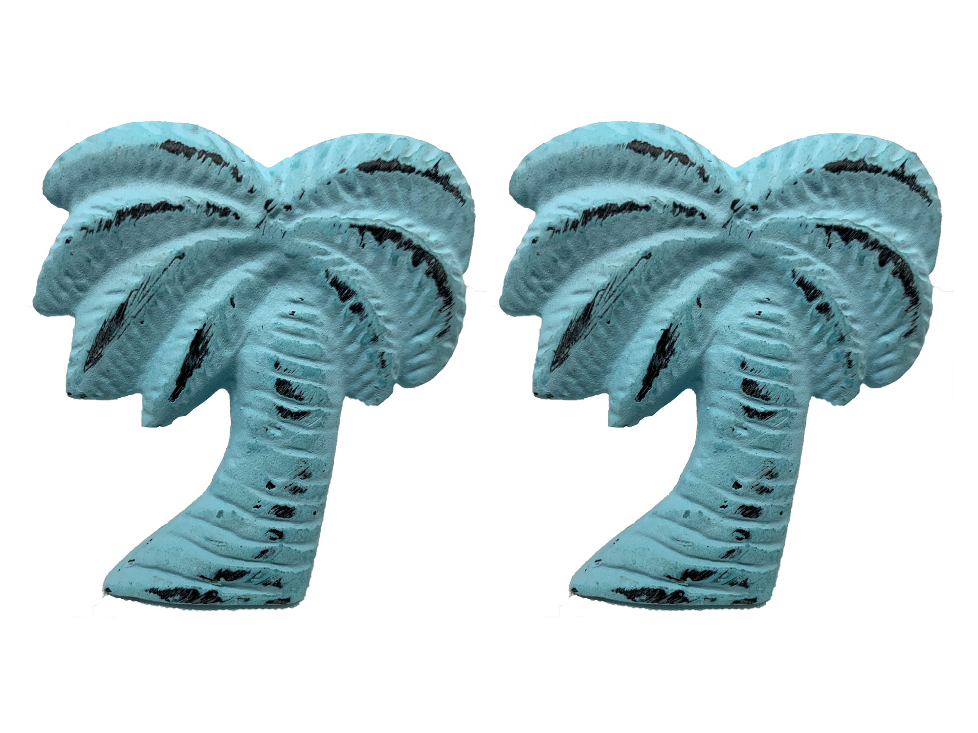 VE350-2 Distress Blue Palm Tree Cabinet/Drawer Knob, Set of 2 - Image 1