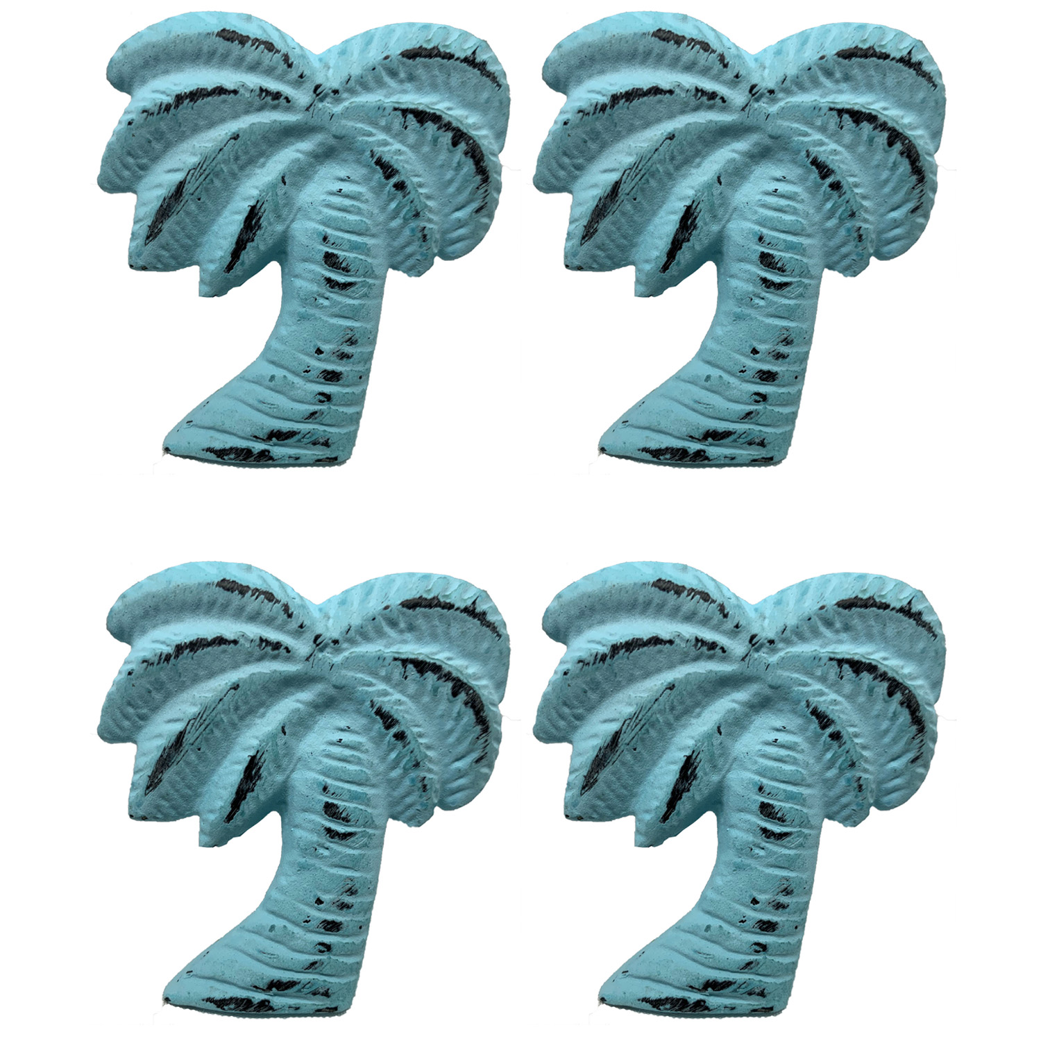 VE350-4 Distress Blue Palm Tree Cabinet/Drawer Knob, Set of 4 - Image 1