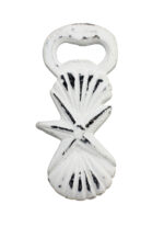 Seashell and Starfish Shaped Handheld Bottle Opener Distressed White