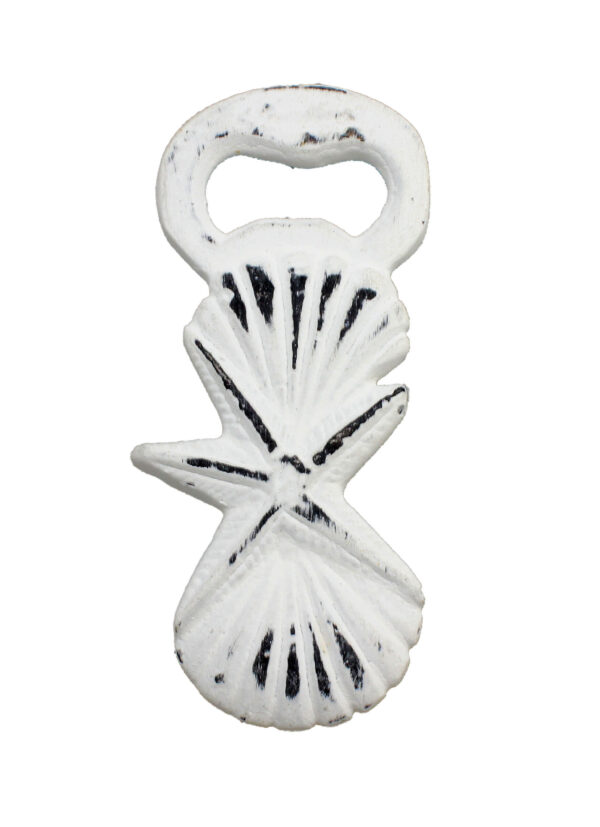 Seashell and Starfish Shaped Handheld Bottle Opener Distressed White
