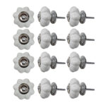 Nautical Tropical Imports White Ceramic Pumpkin Knob Decorative Dresser Door Pull Set of 12